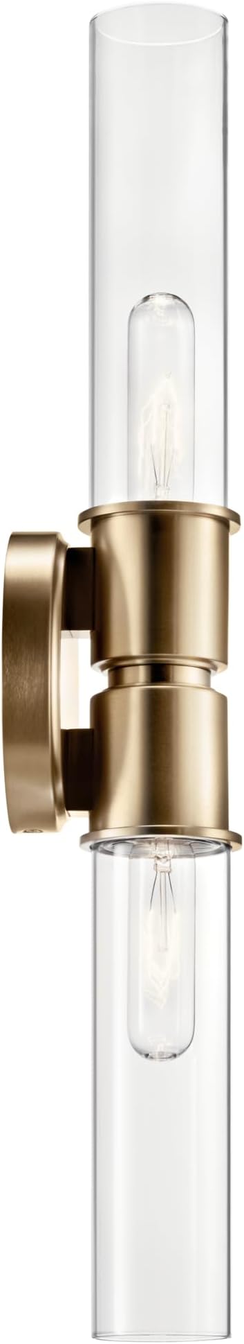 Kichler Aviv 2-Light Wall Sconce, Modern Light with Clear Glass in Champagne Bronze, for Bedroom, Laundry Room, Kitchen or Hallway (24" x 5.5"), 52654CPZ