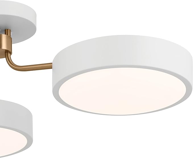 KICHLER Sago 52604WHCPZ Semi Flush LED 3-Light 40˝ with Clear Acrylic with Inside Satin Etch in White and Champagne Bronze