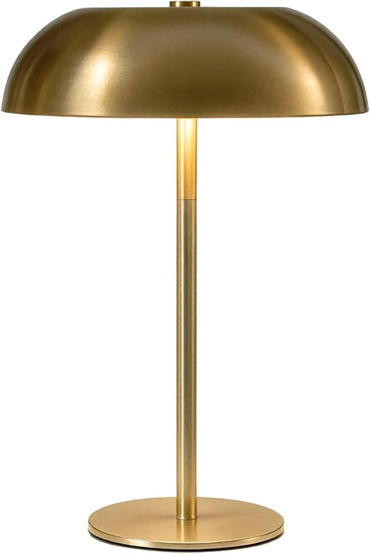 Portable LED Mushroom Table Lamp, Cordless Gold Table Lamp with 3 Color Stepless Dimming, Touch Control, Adjustable Height, Touch Lamp for Nightstand, Bedroom, Coffee Table, Bar, Restaurant, Wedding