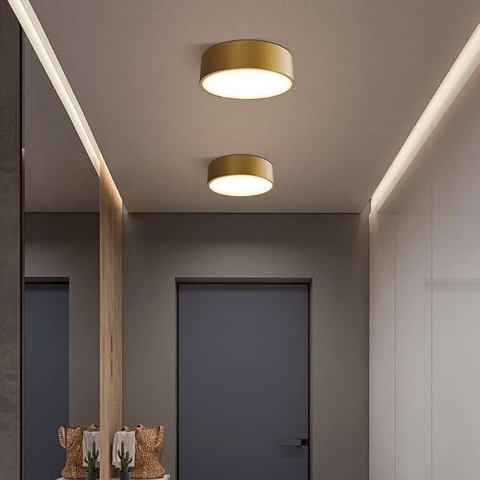 KISAD Modern Minimalist Ultra-Thin Copper Flush Mount Ceiling Light Nordic Round 3-Color Dimmable Ceiling Lamp Indoor Home Decor Fixture for Hallway Entryway Bedroom