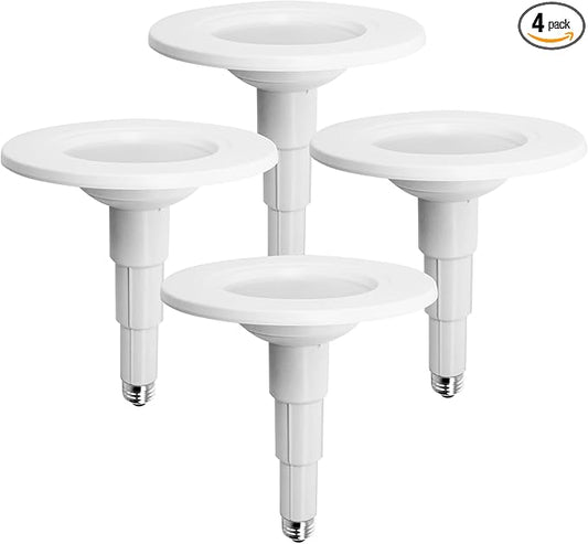Jolux 4-Pack 5/6 Inch Retrofit Led Can Lights Adjustable Retrofit Downlight,Recessed Light Flat Trim,8.5W=40W, 3000K (Warm White), 650 Lumens, Dimmable,ETL Damp Rated, E26 Screw Base,Easy Install.……