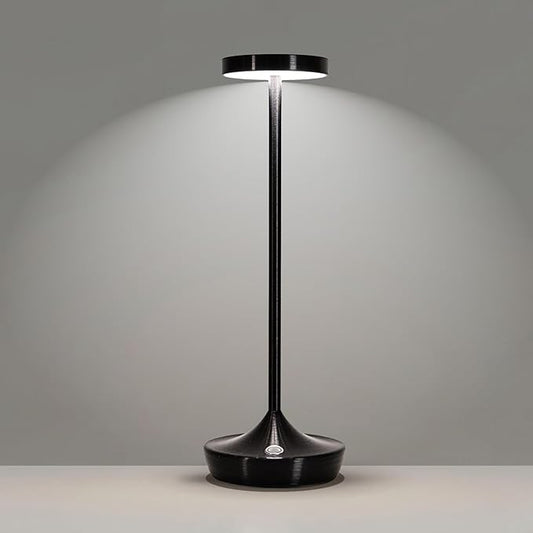 Cordless Table Lamp Rechargeable - 6000mAh LED Battery Operated Table Light - Portable Touch Dimmable Outdoor Waterproof Table Lamps for Patio Restaurant Dining (Black)