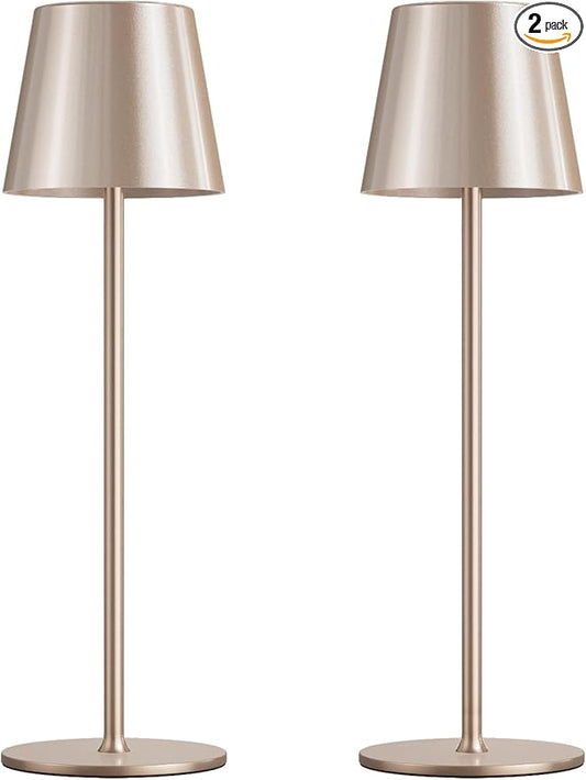 Kakanuo Cordless Table Lamp Rechargeable - Antique White 2 Pack Battery Operated Lamp for Counter, 3 Color Stepless Dimming Wireless Lamp for Dining Kitchen, Outdoor Patio, Touch Control