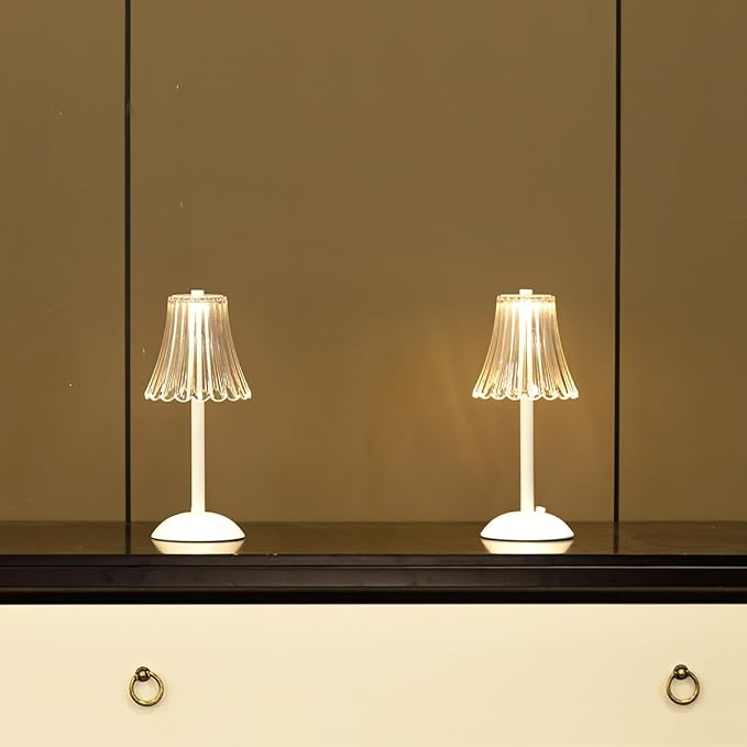 HEQET Cordless Table Lamps for Home,Table,Dining Room, Gold Rechargeable Lamps, USB Charge 12'' Tall LED Brass Portable Outdoor Indoor Table Lamp with Built-in Dimmer (Flower-White)