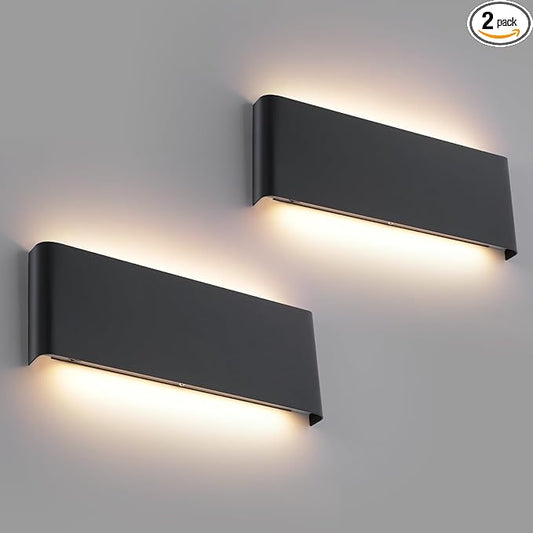 5 CCT (3000K-6500K) Adjustable Dimmable Wall Lamp 24W Modern Black LED vanity light Up and Down Wall Lighting 21.6 Inch Indoor Wall Sconce for Bedroom Staircase Hallway Dressing Table 2 Pack