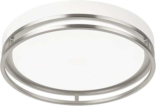 12.5 Inch LED Flush Mount Ceiling Light Fixture, 26W, Super Bright 1700 Lumens, 3 Color 3000K/4000K/5000K, Dimmable Ceiling Lamp for Bedroom Hallway Bathroom Kitchen Laundry (White Nickel)