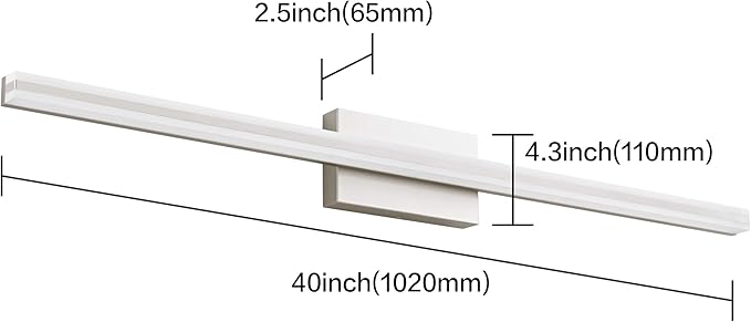 SOLFART Bathroom Vanity Light Nickel 25W 40 Inch Modern LED Bathroom Light Fixtures Over Mirror Dimmable Wall Lights
