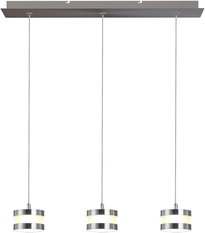 Mercury 3 Mini Pendant Lighting Nickel - LED Hanging Light Fixture for Kitchen Island, Bar, Foyer - Cluster Pendants - Dimmable, Adjustable Wire, Lamp Bulb Included