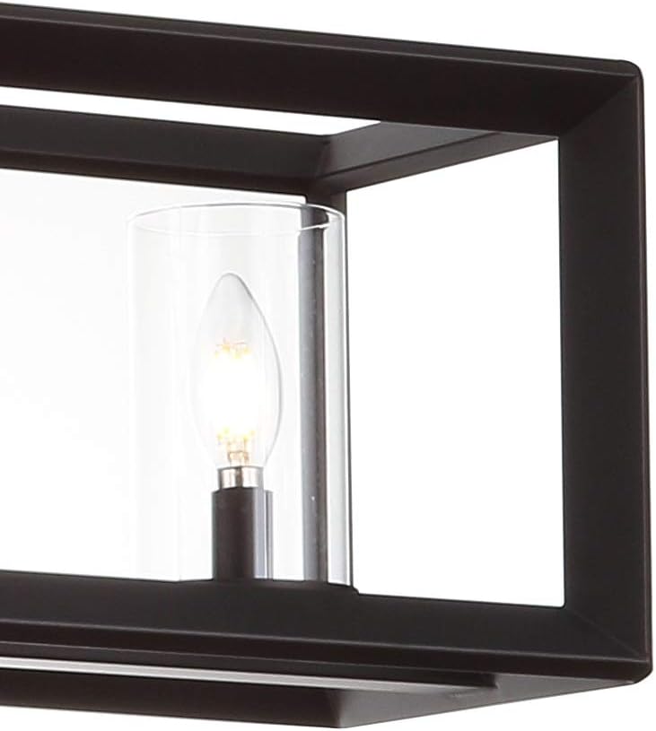 JONATHAN Y 38.5" Oil Rubbed Bronze Linear 5-Light LED Chandelier, Adjustable Clear Glass Shades Modern Pendant Light Fixture for Kitchen Island, Dining Room, ETL Listed JYL7414A