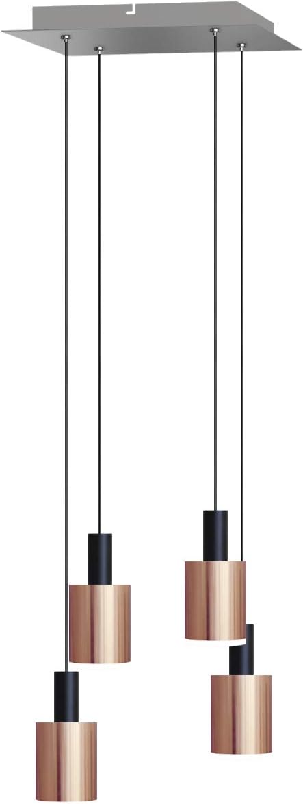 Virgo 4 Mini Pendant Lighting Black-Copper - LED Hanging Light Fixture for Kitchen Island, Bar, Foyer - Cluster Pendants - Dimmable, Adjustable Wire, Lamp Bulb Included