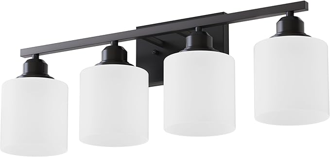 Sailstar Vanity Light Fixtures, Matte Black, Over Mirror, Modern Bathroom Light, Anti-Rust Nickel Finished, 4-Light, E26 Standard Sockets, Easy Installation, 24 Months Replacement