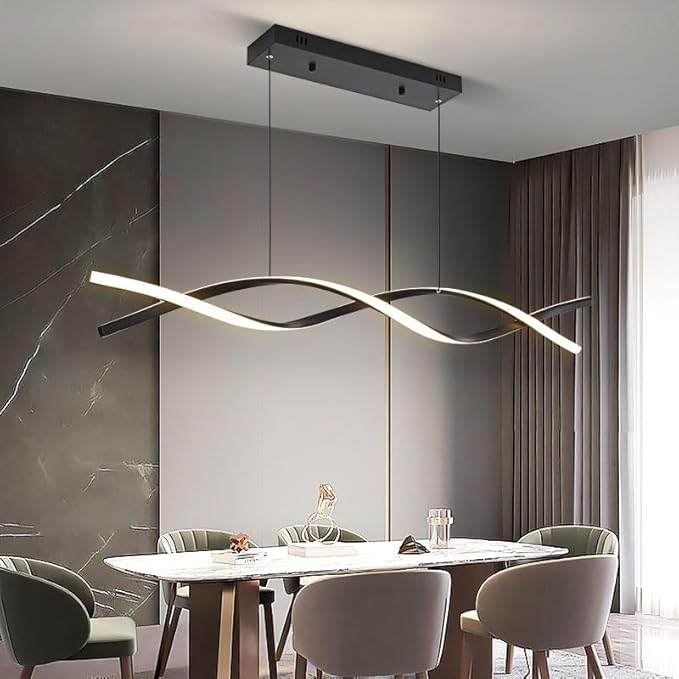LED Pendant Lights, 3300k-6500K Adjustable Color Temperature Hanging Pendant Lighting, 56.29" Chandelier Dimmable with Remote Control, Aluminum Island Lighting Lamp Fixture for Kitchen, Dining Room