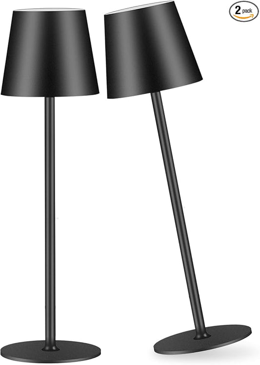 IMQSQIK 2 Pack Cordless Table Lamp, 5000mAh Portable Rechargeable LED Desk Lamp, 3 Color Modes Stepless Dimming Table Light with Memory Function, for Dinner, Patio, Home, Restaurant.