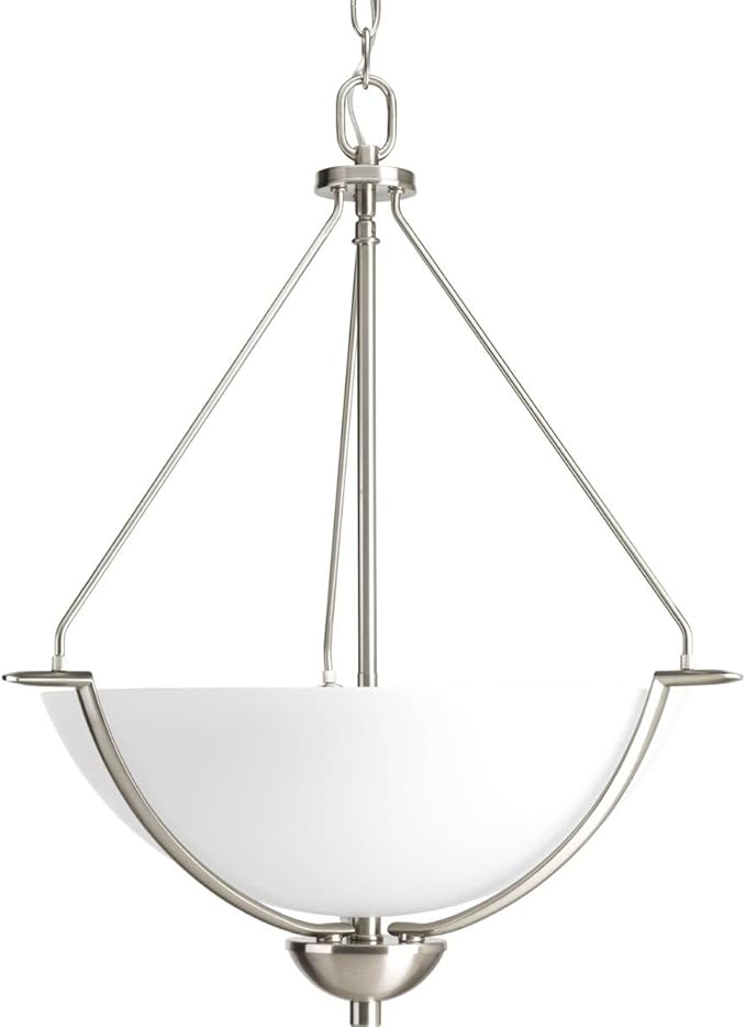 Progress Lighting 3-Light Inverted Pendant, Bravo Collection, Indoor, P3912-09, Brushed Nickel