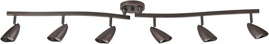 Globe Electric 59376 Grayson 6-Light Adjustable S-Shape Track Lighting, Bronze Color, Oil Rubbed Finish