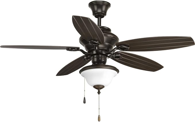 Progress Lighting 2-Light Ceiling Fan Light Kit for AirPro Collection Ceiling Fans, New Traditional and Rustic Style, Damp Rated for Indoor and Outdoor Use Includes 2 LED Light Bulbs, Antique Bronze
