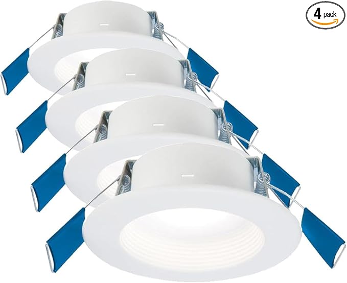 HALO RL 4 in Canless LED Recessed Lighting Downlight with Selectable Color Temperature 2700K-5000K Selectable Lumen 600/900 Dimmable IC Rated Wet Rated Indoor Outdoor Ceiling Light RL4069FSD2W1EWHDM