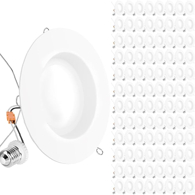 Sunco 96 Pack 6 Inch LED Can Lights, Retrofit Recessed Lighting, Smooth Trim, 965 LM, 13W (75W Equivalent), 5000K Daylight, Dimmable, Damp Rated UL