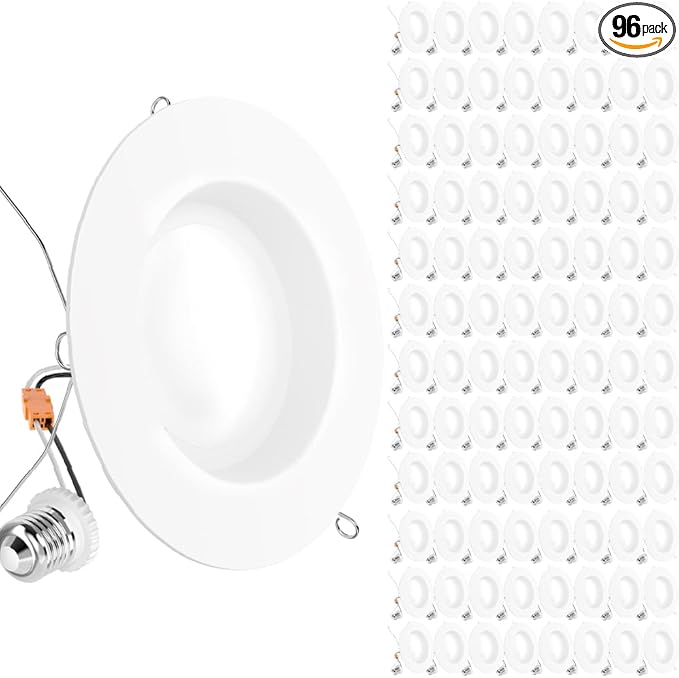Sunco 96 Pack Retrofit LED Recessed Lighting 6 Inch, 4000K Cool White, Dimmable Can Lights, Smooth Trim, 13W=75W, 965LM, Damp Rated - UL Certified