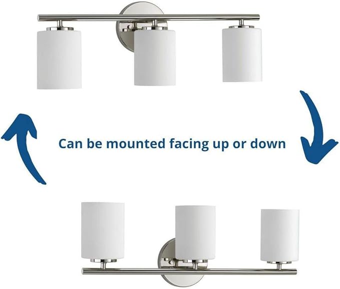 Progress Lighting 3-Light Etched Glass Modern Bath Vanity Light, Replay Collection , Indoor, P2159-104, Polished Nickel