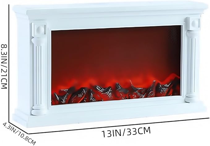 Simulated LED Fireplace Lantern USB & Battery Powered Flameless Light with Emulation Flame Table Decorative Lamp Copper Fireplace Ornament for Cozy Home Decor Free Standing Electric Log Burner