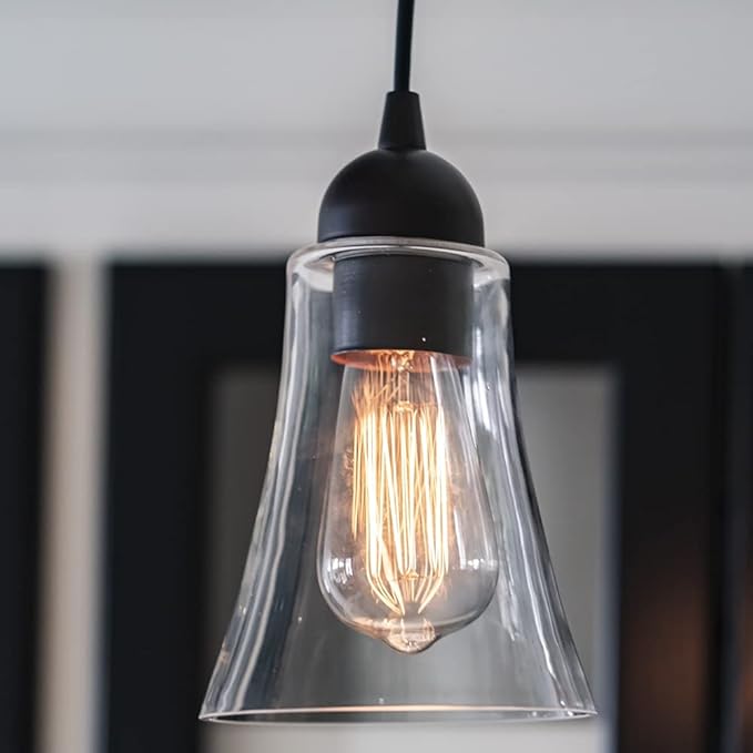 Worth Home Products Instant Pendant Conversion Kit Adapter Only 4"-6" Recessed Light Conversion Kit to Screw-in Pendant (Matte Black - Bulb Not Included)
