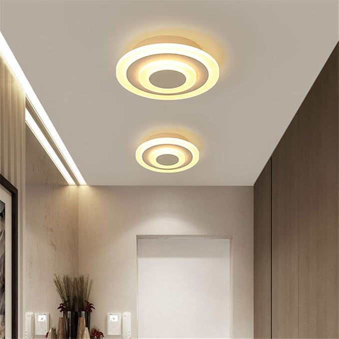 RUNNUP Acrylic Unique Minimalist Ceiling Lamp Minimalist Led Flush Mount Ceiling Light for Dining Hallway Living Kitchen Bedroom Room Kitchen Island Office,White-Round-Neutral Light