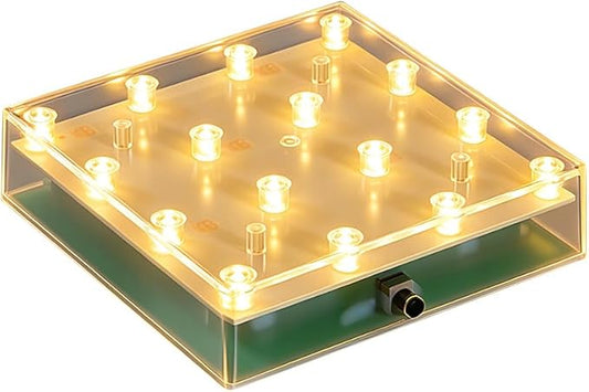 Simplelight 5 Inch Square LED Light Base - Perfect for Glass Art, Ideal Led Display for Vases, Centerpieces (5inch Square LED Vase Base Light, Soft White)