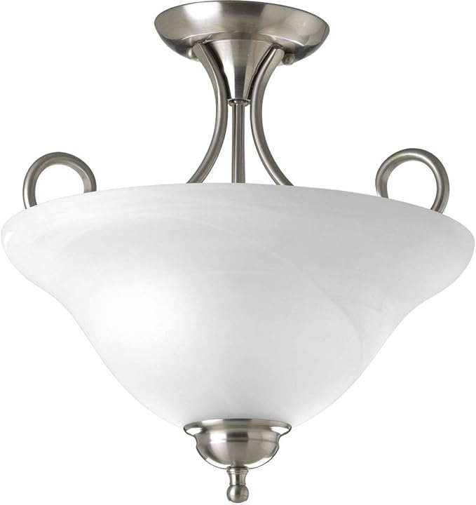 Progress Lighting 2-Light 13-1/4" Semi-Flush, Indoor, P3460-09, Brushed Nickel