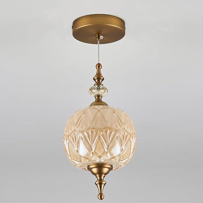 Vintage White Glass Pendant Light Fixture E26 Bulb for Bedroom Living Room Dining Room Kitchen Island Hallway