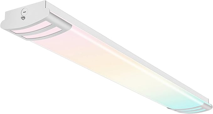 hykolity 4FT 3CCT LED Linear Flush Mount Lights 50W, 5000lm, 3000K/4000K/5000K Selectable, 4FT LED Puff Lights Flush Mount for Kitchen, Utility Room, Laundry, Fluorescent Replacement, 120-277V, ETL