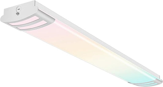 hykolity 4FT 3CCT LED Linear Flush Mount Lights 50W, 5000lm, 3000K/4000K/5000K Selectable, 4FT LED Puff Lights Flush Mount for Kitchen, Utility Room, Laundry, Fluorescent Replacement, 120-277V, ETL