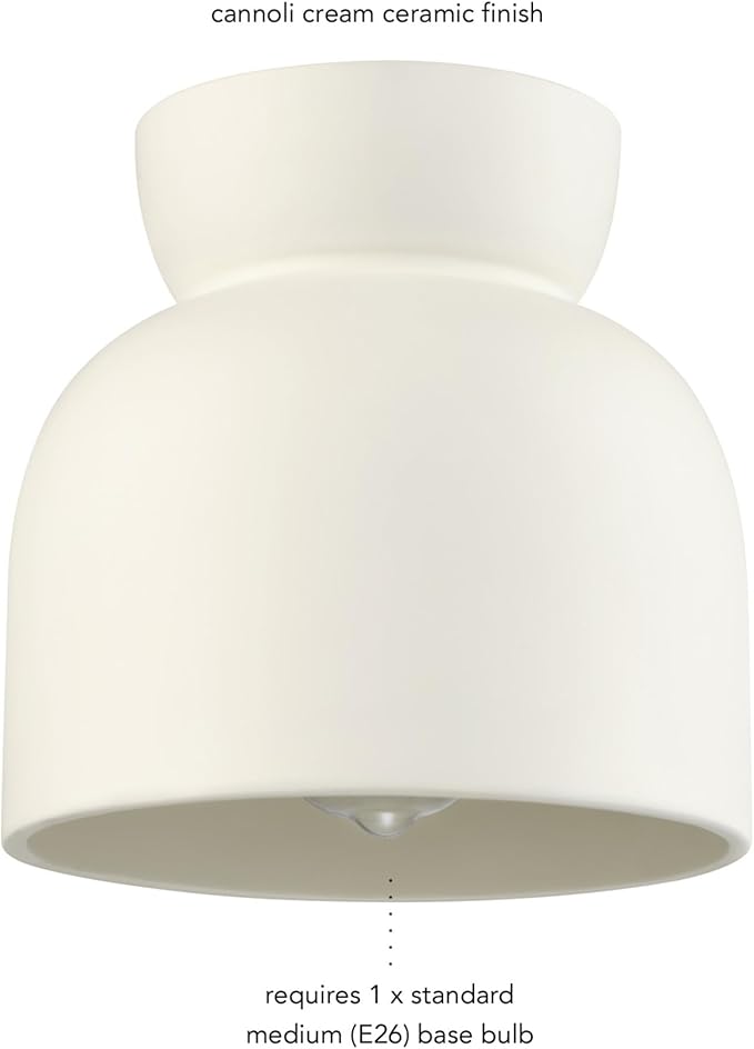 GLOBE Electric 66000149 1-Light Flush Mount Ceiling Light, Cannoli Cream, Ceramic Effect Shade, Kitchen, Home Improvement, Hallway, Front Door, Entry, Dimmable