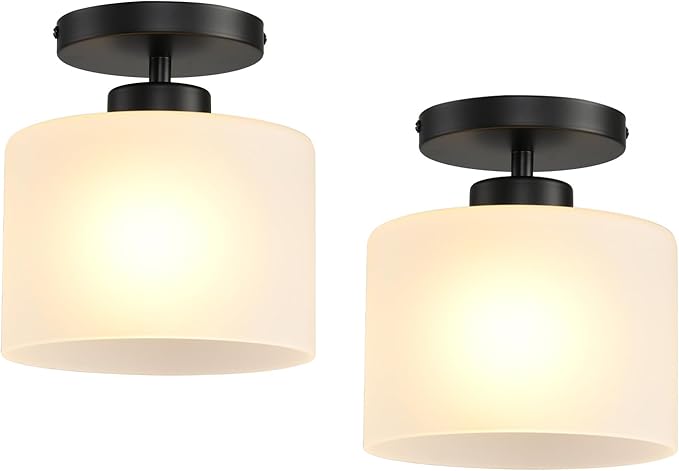 Semi Flush Mount Ceiling Light, Modern Kitchen Lighting Fixtures Ceiling, Rustic Ceiling Light Fixtures, Ceiling Lights with Glass Shade for Hallway Foyer Entryway Bedroom