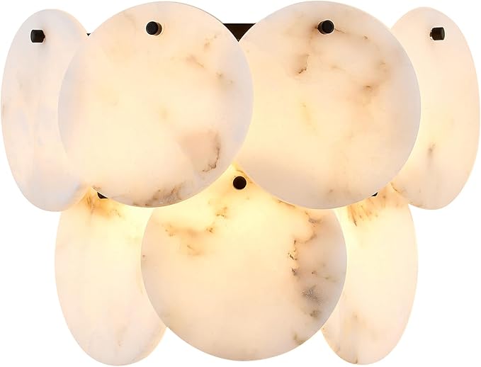 Modern Alabaster Sconce Lighting for Living Room, Contemporary Wall Sconces, Marble Sconce Wall Light Fixtures for Bedroom Entryway Bathroom, 1 Pack