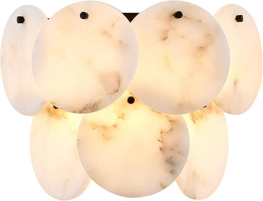 Modern Alabaster Sconce Lighting for Living Room, Contemporary Wall Sconces, Marble Sconce Wall Light Fixtures for Bedroom Entryway Bathroom, 1 Pack