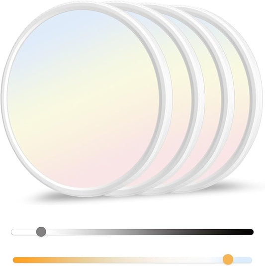 hunhun 4 Pack12 Inch Dimmable LED Flush Mount Ceiling Light Fixture 28W 3200LM 5 Color Temperature in One 3000K to 6000K Super Slim Round Flat Ceiling Lamp for Living Bedroom Kitchen Laundry White