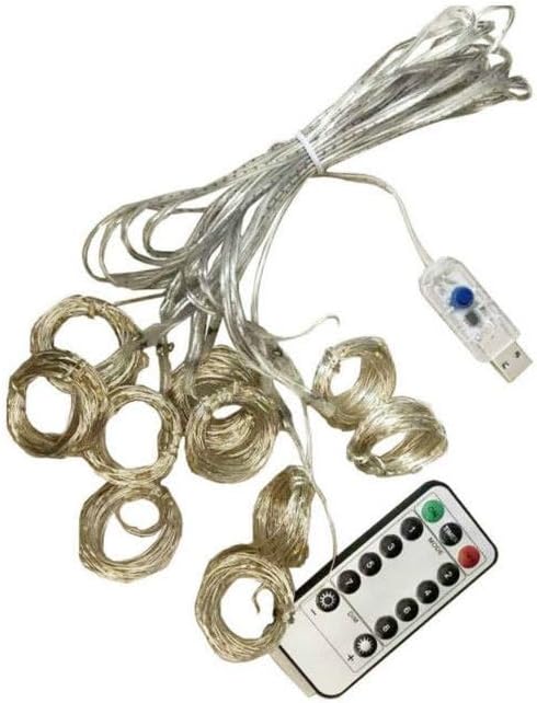 300 LED White Curtain Light for Party/Wedding/Festival/Christmas,Window Blinking String Light for Bedroom/Living Room,USB Plug with 8 Modes(Battery not Included)