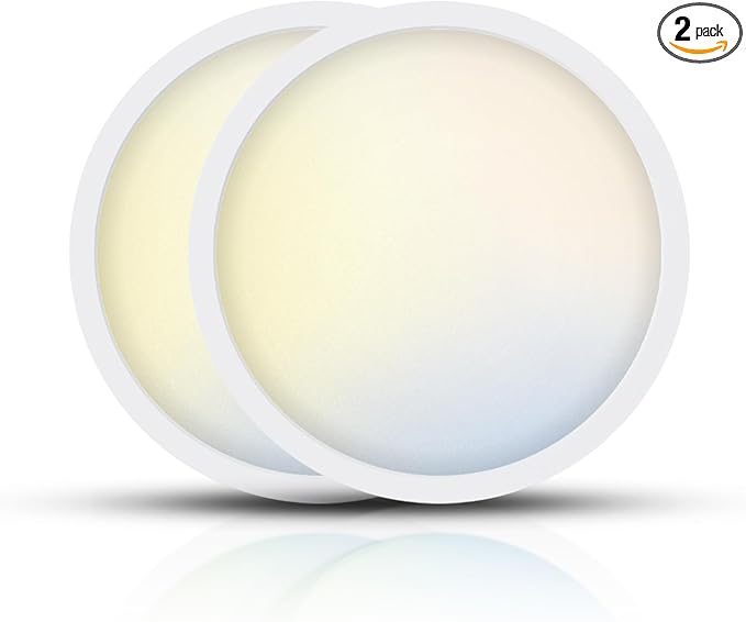 TOPELER 12 Inch Flush Mount Ceiling Light with 5-in-1 CCT Selectable (2700K,3000K,4000K,5000K,6000K), 28W 2400Lm Dimmable Flat Ceiling Light Surface Mount for Kitchen, Hallway, Bedroom, 2 Pack