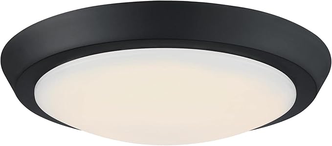 Westinghouse 6117400 Traditional One-Light, 11 Inch 20 Watt LED Indoor Flush Mount Ceiling Light Fixture, Matte Black Finish, Acrylic Shade