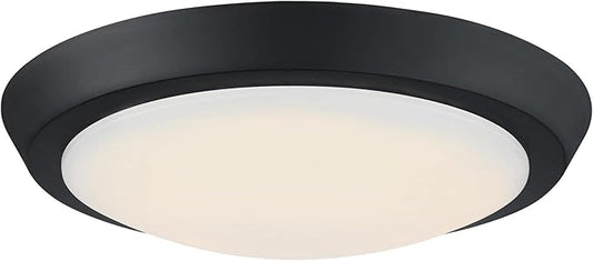 Westinghouse 6117400 Traditional One-Light, 11 Inch 20 Watt LED Indoor Flush Mount Ceiling Light Fixture, Matte Black Finish, Acrylic Shade