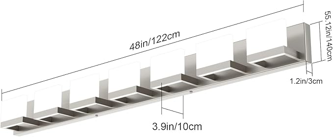Tipace 7 Lights LED Modern Vanity Light Brushed Nickel Bathroom Lighting Fixture Up and Down Bathroom Wall Light Over Mirror(White Light 6000K)