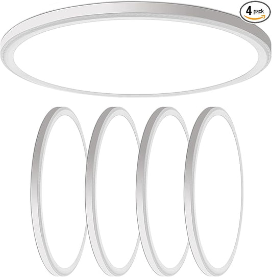 4 Pack 4700lm Super Slim 16 inch LED Ceiling Light, 5000K for Bedroom, Living Room, Dining Room (White, Four Pack)