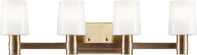 Kichler Adani 4-Light Bathroom Vanity Light Fixture, Modern 30" Wall Mount Vanity Lights with Opal Glass in Champagne Bronze for Mirror Lighting Over Vanity (8.25" x 30"), 55177CPZ