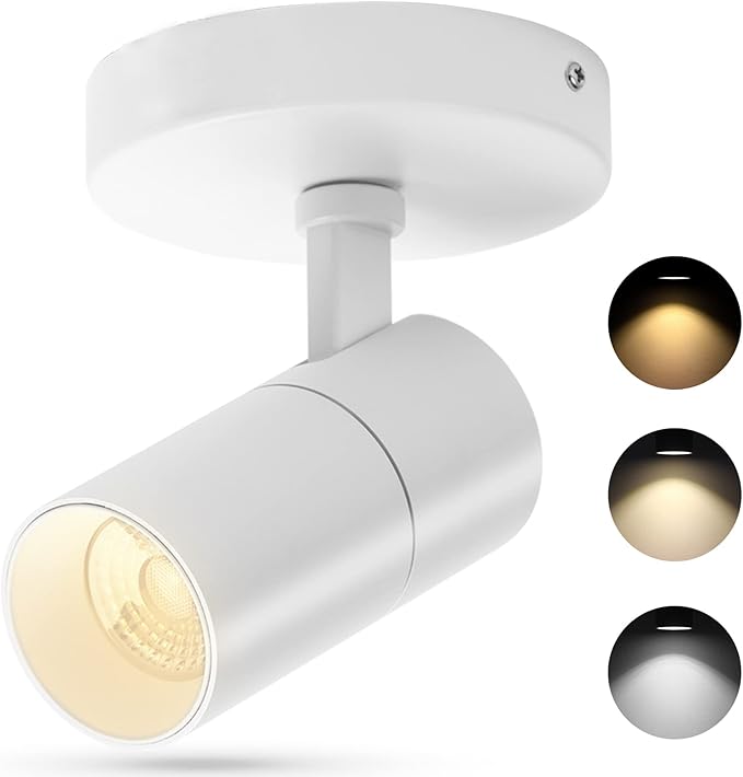 VANoopee 3-Color Dimmable LED Ceiling Spotlight Flush Mount Adjustable Spotlight Directional Spot Lights Indoor Bright Accent Fixture for Living Room Bedroom - CRI90 36° Flicker Free 10W 1000lm White