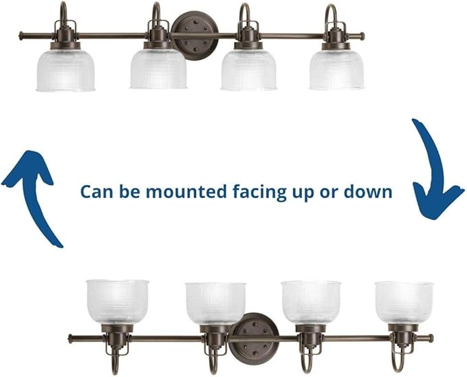 Progress Lighting Archie Collection 4-Light Clear Double Prismatic Glass Coastal Bath Vanity Light Venetian Bronze