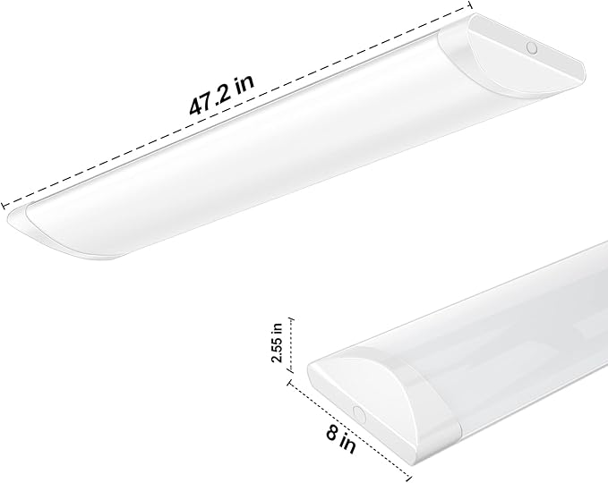 ANTLUX 4FT LED Wraparound Puff Lights, 50W/5500LM, 3 Color Temperature Dimmable LED Wrap Light, 4 Foot Led Flush Mount Ceiling Lights, 48 Inch Lighting Fixtures for Kitchen Laundry Office, 2 Pack
