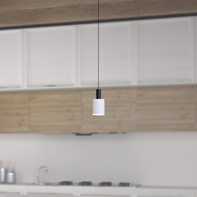 Virgo 1 Mini Pendant Lighting Black-White - LED Hanging Light Fixture for Kitchen Island, Bar, Foyer - Cluster Pendants - Dimmable, Adjustable Wire, Lamp Bulb Included
