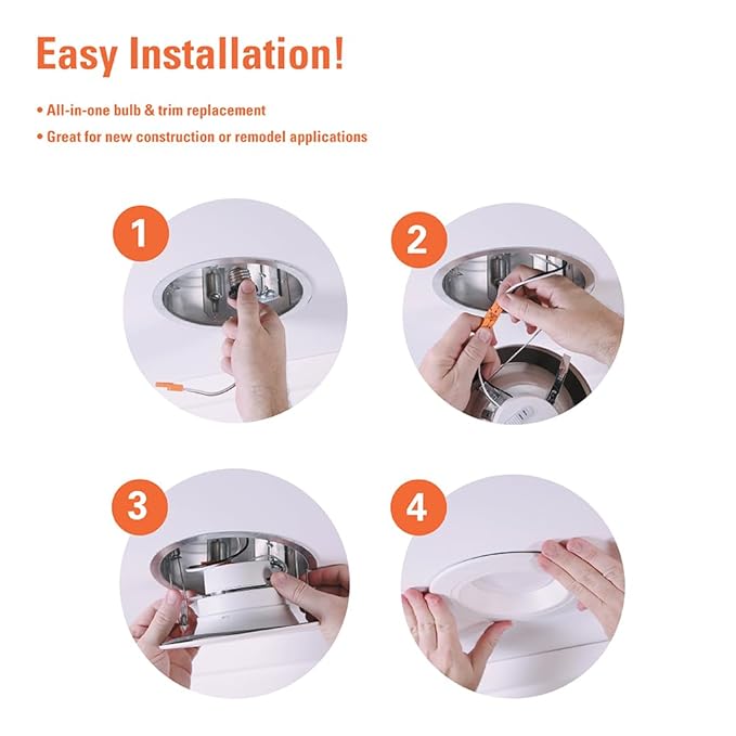 HALO RL 5/6 in LED Recessed Light Trim Selectable Color Temperature 2700K 3000K 3500K 4000K 5000K Dimmable Dim to Warm 600 Lumens Wet Location Indoor Outdoor Retrofit Downlight RL56069FSD2W1EWH