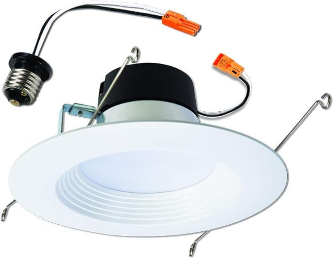 HALO LT 5 in / 6 in LED Recessed Lights Retrofit Can Light Fixtures 6 Pack 3000K Warm White 600 Lumens Wet Location Dimmable Ceiling Downlights with Baffle White Trim